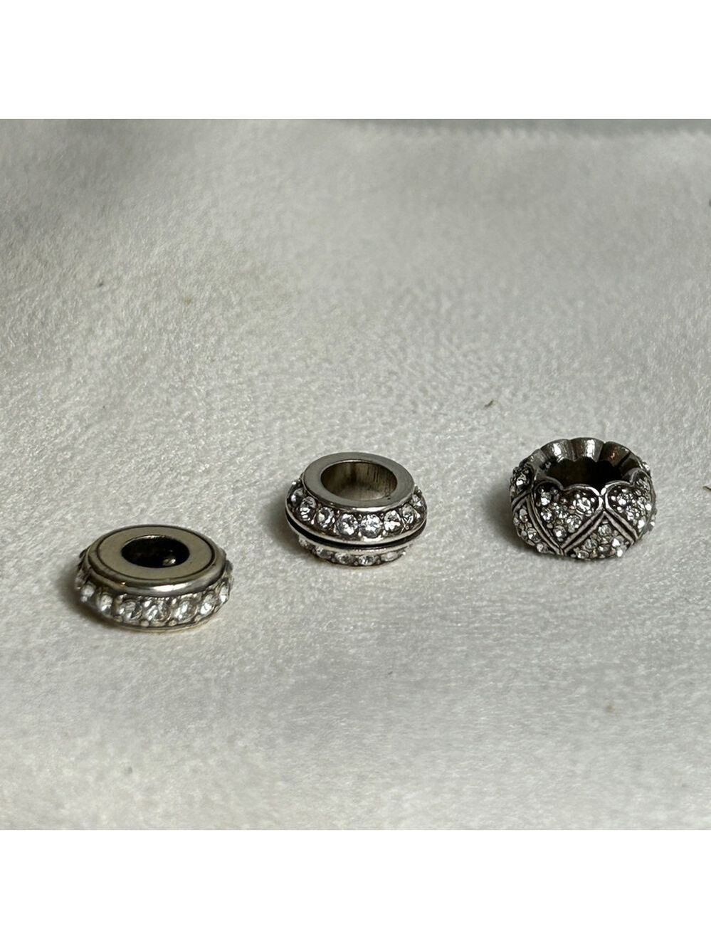 Brighton Clear Crystal Spacers Lot of 3 Glam Sparkle Silver Plated - Picture 4 of 13